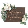 imageLings Moment 2 Wedding Artificial Sign Flower Swag Arch Floral Garlands Gold Champagne Christmas for Ceremony Party Reception Entrance Welcome Easel Door Backdrop Decor Wall Home Entryway OutdoorWht White  Sagenew