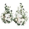 imageLings Moment 410quot Tall FreeStanding Wedding Aisle Artificial Flowers for Ceremony Decor 2PCS Emerald ampamp Gold Walkway Fake Floral Chair Markers Faux Rose Altar Arch Arrangement Decorations OutdoorWhtwhite  Sage