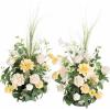 imageLings Moment 410quot Tall FreeStanding Wedding Aisle Artificial Flowers for Ceremony Decor 2PCS Emerald ampamp Gold Walkway Fake Floral Chair Markers Faux Rose Altar Arch Arrangement Decorations OutdoorYlcreamy Yellow