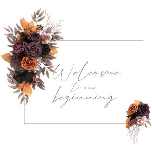 imageLings Moment 2 Wedding Artificial Sign Flower Swag Arch Floral Garlands Gold Champagne Christmas for Ceremony Party Reception Entrance Welcome Easel Door Backdrop Decor Wall Home Entryway OutdoorPr Holloween Purple
