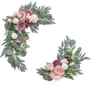 imageLings Moment 2 Wedding Artificial Sign Flower Swag Arch Floral Garlands Gold Champagne Christmas for Ceremony Party Reception Entrance Welcome Easel Door Backdrop Decor Wall Home Entryway OutdoorPk Dusty Rose  Cream