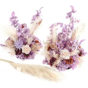 imageLings Moment 410quot Tall FreeStanding Wedding Aisle Artificial Flowers for Ceremony Decor 2PCS Emerald ampamp Gold Walkway Fake Floral Chair Markers Faux Rose Altar Arch Arrangement Decorations OutdoorPr Aster  Mustard