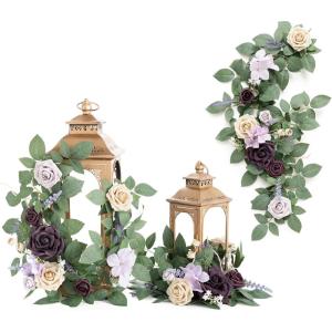 imageLings Moment 6Pack 2ft Artificial Flowers Garland Rust ampamp Sepia Lantern Flower Centerpieces Wedding Aisle Decor Brown Chair Flowers Arch Floral for Signs DIY Table Wall Window Cake DecorationLavender Purple