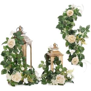imageLings Moment 6Pack 2ft Artificial Flowers Garland Rust ampamp Sepia Lantern Flower Centerpieces Wedding Aisle Decor Brown Chair Flowers Arch Floral for Signs DIY Table Wall Window Cake DecorationEmerald  Champagne