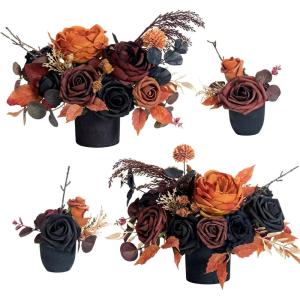 imageLings moment Wedding Centerpiece Flower with Vase for CeremonyReception Tabletop Mantel Archway Aisle Set of 4Black ampamp TerracottaBlack Terracotta
