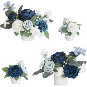 imageLings moment Wedding Centerpiece Flower with Vase for CeremonyReception Tabletop Mantel Archway Aisle Set of 4Black ampamp TerracottaDusty Blue Navy