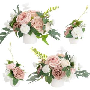 imageLings moment Wedding Centerpiece Flower with Vase for CeremonyReception Tabletop Mantel Archway Aisle Set of 4Black ampamp TerracottaDusty Rose