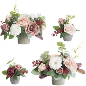 imageLings moment Wedding Centerpiece Flower with Vase for CeremonyReception Tabletop Mantel Archway Aisle Set of 4Black ampamp TerracottaDusty Rose Mauve