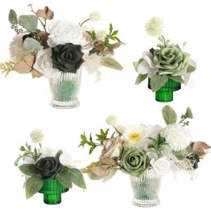 imageLings moment Wedding Centerpiece Flower with Vase for CeremonyReception Tabletop Mantel Archway Aisle Set of 4Black ampamp TerracottaSpring