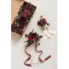 imageLings Moment 8pcs Wedding Aisle Chair Decorations Artificial Pew Flowers Markers Arrangements with Cards Chiffon Ribbons Rust ampamp Sepia Ceremony Chair Back Floral Decor Reception Church Party OutdoorBordeaux Red