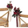 imageLings Moment 8pcs Wedding Aisle Chair Decorations Artificial Pew Flowers Markers Arrangements with Cards Chiffon Ribbons Rust ampamp Sepia Ceremony Chair Back Floral Decor Reception Church Party OutdoorBordeaux Red