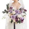 imageLings Moment Peach Wedding Bouquets for Bride Apricot Bridal Bouquets for Bride15 Inch Free Form Artificial Wedding Flower BouquetLilac  Cream