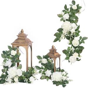 imageLings Moment 6Pack 2ft Artificial Flowers Garland Black ampamp Burgundy Lantern Flower Centerpieces Wedding Aisle Decor Chair Flowers Arch Floral for Signs DIY Table Wall Window Cake DecorationWhite