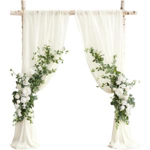 imageLings Moment Wedding Arch Flowers Kit Pack of 4 2pcs Boho Artificial Flowers Garland Arrangements 2pcs Hanging Drapes Ceremony Reception Arbor Backdrop Rust Sepia Floral Outdoor Rose DecorWhite  Sage