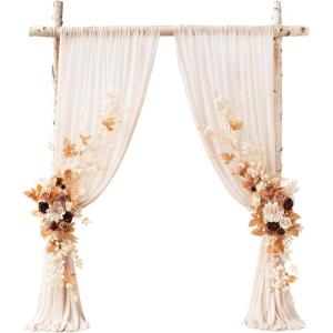 imageLings Moment Wedding Arch Flowers Kit Pack of 4 2pcs Boho Artificial Flowers Garland Arrangements 2pcs Hanging Drapes Ceremony Reception Arbor Backdrop Rust Sepia Floral Outdoor Rose DecorRust  Sepia