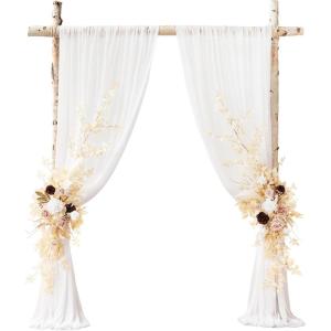 imageLings Moment Wedding Arch Flowers Kit Pack of 4 2pcs Boho Artificial Flowers Garland Arrangements 2pcs Hanging Drapes Ceremony Reception Arbor Backdrop Rust Sepia Floral Outdoor Rose DecorWhite  Beige