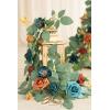imageLings Moment 2Pack 2ft Artificial Flowers Garland Lantern Flower Centerpieces Wedding Aisle Decor Chair Flowers Arch Floral for Christmas Pew Signs DIY Table Wall Window Decoration Red ampamp SparkleOrdark Teal  Burnt Orange