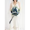 imageLings Moment Opulent Brown Bridal Bouquet for Bride Beige Wedding Bouquets for Bride 13 Inch Silk Round Artificial Wedding Flowers BouquetsBlunoble Navy Blue