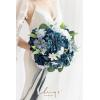 imageLings Moment Opulent Brown Bridal Bouquet for Bride Beige Wedding Bouquets for Bride 13 Inch Silk Round Artificial Wedding Flowers BouquetsBlunoble Navy Blue