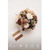 imageLings Moment Opulent Brown Bridal Bouquet for Bride Beige Wedding Bouquets for Bride 13 Inch Silk Round Artificial Wedding Flowers BouquetsWalnut Brown