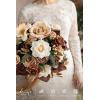 imageLings Moment Opulent Brown Bridal Bouquet for Bride Beige Wedding Bouquets for Bride 13 Inch Silk Round Artificial Wedding Flowers BouquetsWalnut Brown