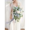 imageLings Moment Purple Bridal Bouquet Cascading Plum Wedding Bouquets for Bride 13 Inch Bride Bouquets for Wedding Artificial Flowers BouquetsBludusty Blue