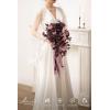 imageLings Moment Purple Bridal Bouquet Cascading Plum Wedding Bouquets for Bride 13 Inch Bride Bouquets for Wedding Artificial Flowers BouquetsPrpldeep Plum