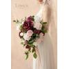 imageLings Moment Purple Bridal Bouquet Cascading Plum Wedding Bouquets for Bride 13 Inch Bride Bouquets for Wedding Artificial Flowers BouquetsRedfascinating Marsala  Blush