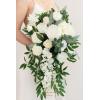 imageLings Moment Purple Bridal Bouquet Cascading Plum Wedding Bouquets for Bride 13 Inch Bride Bouquets for Wedding Artificial Flowers BouquetsWhtwhite  Ivory