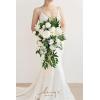 imageLings Moment Purple Bridal Bouquet Cascading Plum Wedding Bouquets for Bride 13 Inch Bride Bouquets for Wedding Artificial Flowers BouquetsWhtwhite  Ivory