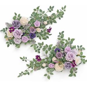 imageLings Moment 2PCS Green Artificial Flower Garland Floral Swags Centerpieces White Wedding Arch Flower Greenery for Sweetheart Table Wall Window Home Garden Outdoor Decor Emerald ampamp Tawny BeigePrpllilac Gold