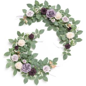 imageLings Moment 2Pack 2ft Artificial Flowers Garland Lantern Flower Centerpieces Wedding Aisle Decor Chair Flowers Arch Floral for Christmas Pew Signs DIY Table Wall Window Decoration Red ampamp SparklePrpllilac  Gold