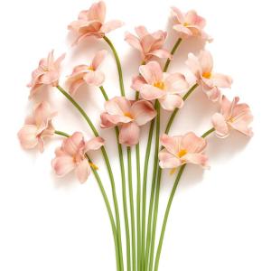 imageLings Moment Tulips Artificial Flowers 12pcs Fake Tulip Faux PU Foam Greenery Stems Plant for DIY Wedding Bouquets Centerpieces Arrangements Bridal Shower Party Home Decorations Peach Pearl