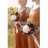 imageLings Moment Bridesmaid Bouquet Plum ampamp Plum Lily Wedding Bouquets for Bridesmaids Purple 7 Inch Bridal Bouquets for Bridesmaids Wedding Ceremony Anniversary etcOrburnt Orange