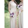 imageLings Moment Bridesmaid Bouquet Plum ampamp Plum Lily Wedding Bouquets for Bridesmaids Purple 7 Inch Bridal Bouquets for Bridesmaids Wedding Ceremony Anniversary etcPrpllilac  Gold
