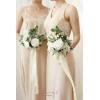 imageLings moment Bridesmaid Bouquet Set of 4 Brown ampamp Beige Wedding Bouquets for Bridesmaids 7 Inch Nut Brown Bridal Bouquets for Bridesmaids Wedding Ceremony Anniversary etcWhtwhite  Ivory