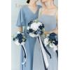 imageLings moment Bridesmaid Bouquet Set of 4 Brown ampamp Beige Wedding Bouquets for Bridesmaids 7 Inch Nut Brown Bridal Bouquets for Bridesmaids Wedding Ceremony Anniversary etcBludusty Blue  Navy Blue