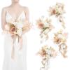imageLings moment Bridesmaid Bouquet Set of 4 Brown ampamp Beige Wedding Bouquets for Bridesmaids 7 Inch Nut Brown Bridal Bouquets for Bridesmaids Wedding Ceremony Anniversary etcWhtwhite  Beige