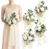 imageLings moment Bridesmaid Bouquet Set of 4 Brown ampamp Beige Wedding Bouquets for Bridesmaids 7 Inch Nut Brown Bridal Bouquets for Bridesmaids Wedding Ceremony Anniversary etcWhtwhite  Ivory