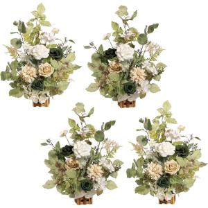 imageLings Moment 175quot Tall Standing Artificial Flowers Arrangements 4pcs Fall Wedding Aisle Runner Chair Decorations Blush ampamp Pink Centerpieces for Ceremony Reception Rose Floral Party OutdoorGrnemerald  Tawny Beige