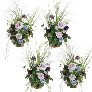 imageLings Moment 175quot Tall Standing Artificial Flowers Arrangements 4pcs Fall Wedding Aisle Runner Chair Decorations Blush ampamp Pink Centerpieces for Ceremony Reception Rose Floral Party OutdoorPrsage Purple  Provence Blue