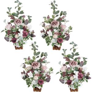 imageLings Moment 175quot Tall Standing Artificial Flowers Arrangements 4pcs Fall Wedding Aisle Runner Chair Decorations Blush ampamp Pink Centerpieces for Ceremony Reception Rose Floral Party OutdoorPkdusty Rose  Mauve2025 New