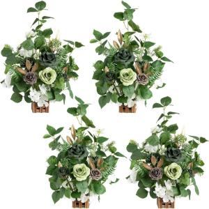 imageLings Moment 175quot Tall Standing Artificial Flowers Arrangements 4pcs Fall Wedding Aisle Runner Chair Decorations Blush ampamp Pink Centerpieces for Ceremony Reception Rose Floral Party OutdoorGrnemerald  Gold