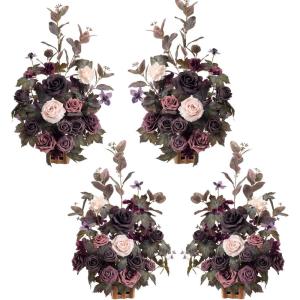 imageLings Moment 175quot Tall Standing Artificial Flowers Arrangements 4pcs Fall Wedding Aisle Runner Chair Decorations Blush ampamp Pink Centerpieces for Ceremony Reception Rose Floral Party OutdoorPrdeep Plum  Petal Pink