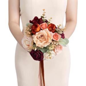 imageLings Moment Bridesmaid Bouquet Plum ampamp Plum Lily Wedding Bouquets for Bridesmaids Purple 7 Inch Bridal Bouquets for Bridesmaids Wedding Ceremony Anniversary etcBurnt Orange
