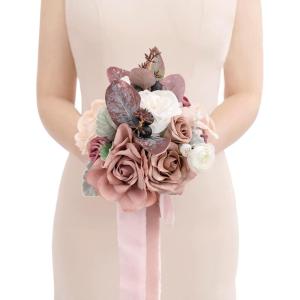 imageLings Moment Bridesmaid Bouquet Plum ampamp Plum Lily Wedding Bouquets for Bridesmaids Purple 7 Inch Bridal Bouquets for Bridesmaids Wedding Ceremony Anniversary etcPkdusty Rose  Mauve