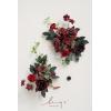 imageLings Moment 2pcs Red Wedding Floral Swags Welcome Sign Artificial Flowers Backdrop Garlands Green for Ceremony Reception Door Wall Easel Home Decoration Entryway Faux Outdoor Board Table Decor