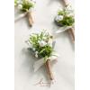 imageLings Moment Boutonniere for Men 10pcs Groomsmen Guest Boutonniere Artificial Flowers for Wedding DcorPromHomecomingetcDeep PurpleWhtbaby Breath  White Pearl