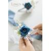 imageLings Moment Boutonniere for Men 2pcs Groom Groomsmen Guest Boutonniere Artificial Flowers for WeddingPromHomecoming etcDeep PurpleBlunavy  White Ranunculus