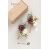 imageLings Moment Boutonniere for Men 2pcs Groom Groomsmen Guest Boutonniere Artificial Flowers for WeddingPromHomecoming etcDeep PurpleRedburgundy  Baby Breath